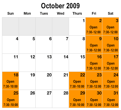 2009 Calander